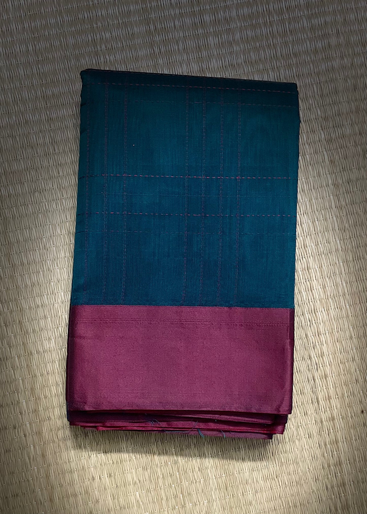 Silk Cotton Handloom Sarees for Daily Office Use - Peacock Green with Maroon