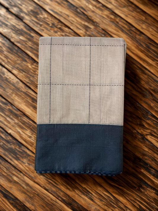 Silk Cotton Handloom Sarees for Daily Office Use - Beige with Dark Grey