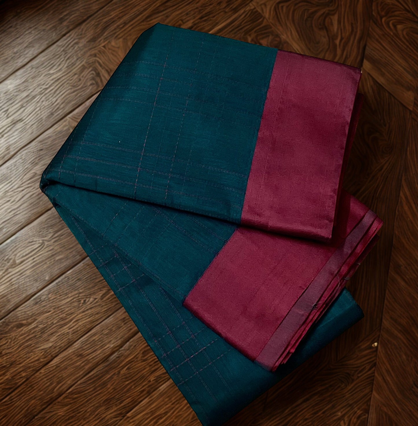 Silk Cotton Handloom Sarees for Daily Office Use - Peacock Green with Maroon