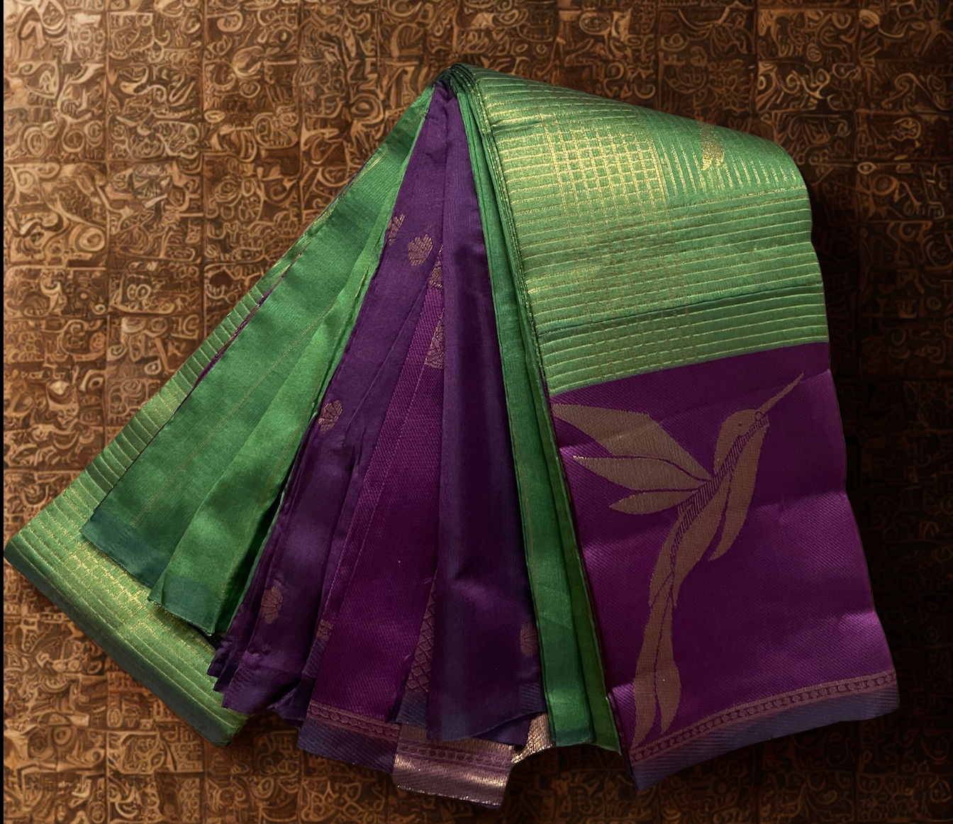 Semi Soft Silk Saree – Green Body with Magenta Contrast Border, Pallu & Blouse Piece | Classy Traditional Festive Wear